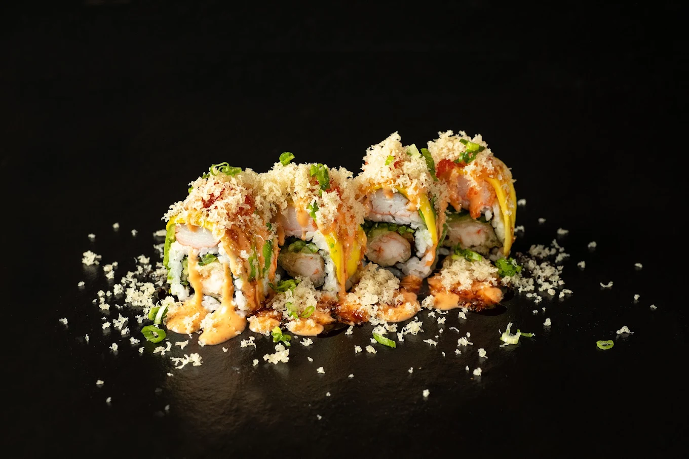 Sushi and maki on a boat platter